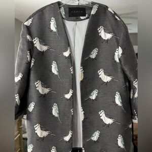 FRNCH Charcoal Bird Pattern Blazer